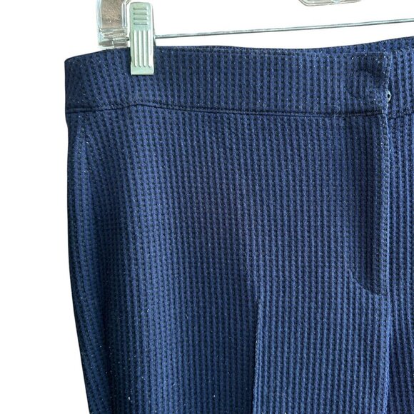 Akris Punto Navy Blue Waffle Weave Knit Straight Leg Pants Size 6 READ - Picture 1 of 13